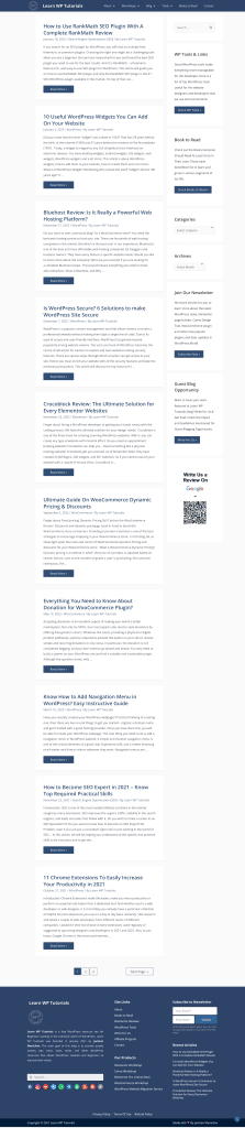 Learn WP Tutorials, a WordPress website example by BeautifulPress